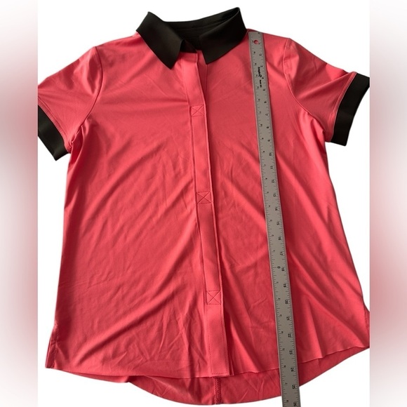 Belyn Key size small pink golf polo shirt short sleeve w/dark green accents - Picture 3 of 8